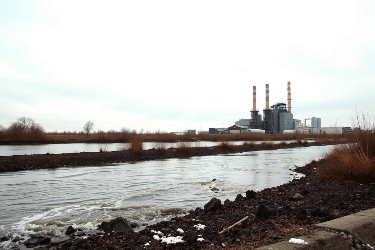 Reka pored industrijskog kompleksa